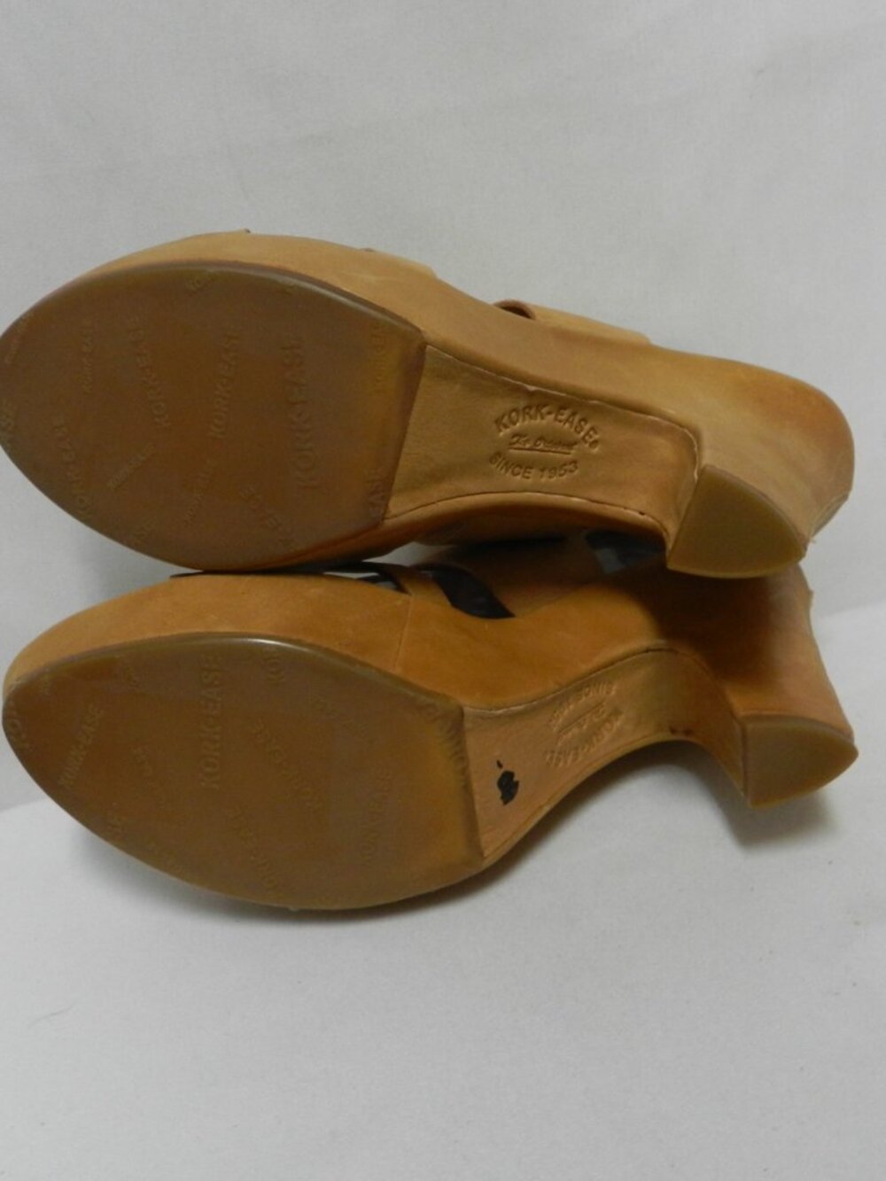 Kork Ease Leather back tie lace wedge platform heels sandals taupe Size Sz 10 - Picture 12 of 16